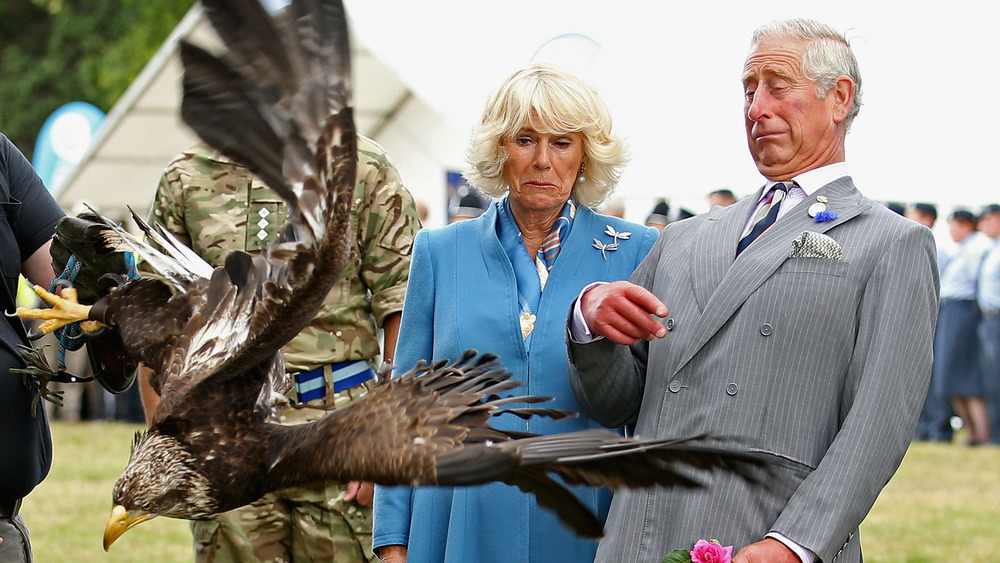Prince Charles posing with bald eagle