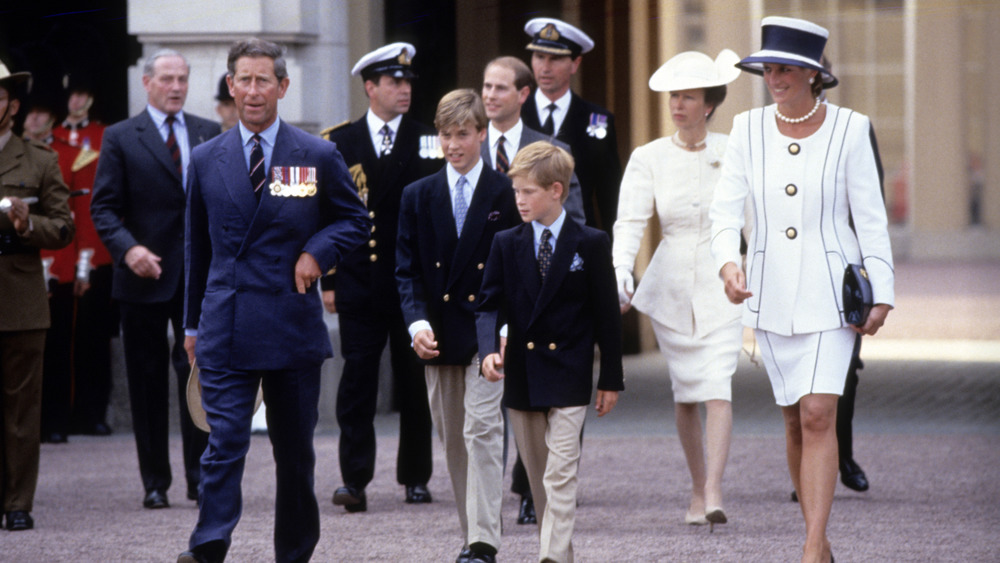 Prince Charles and Diana Spencer walking
