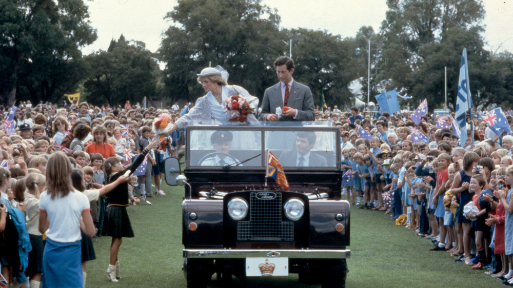 Prince Charles and Diana Spencer greeting fans