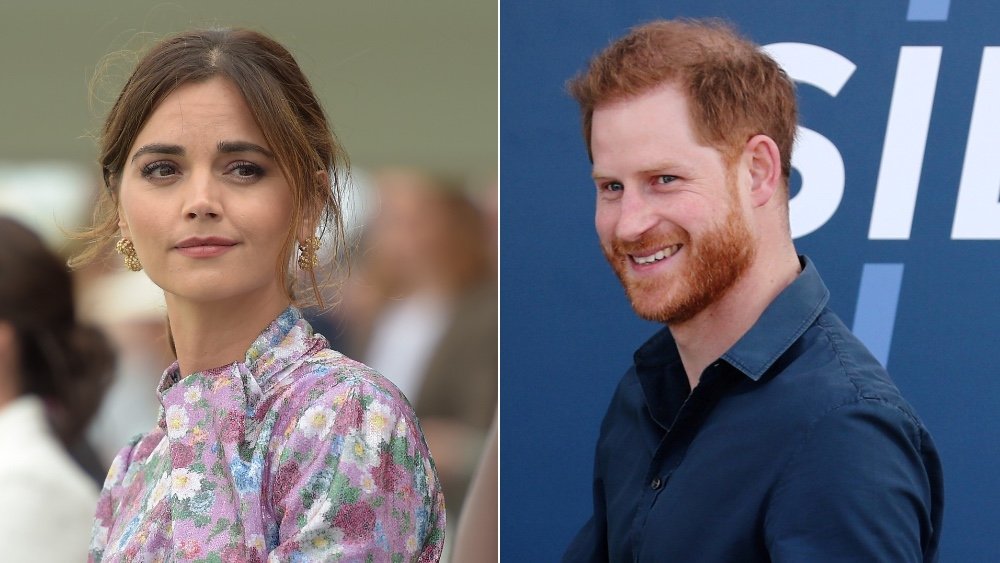 Jenna Coleman and Prince Harry, split image