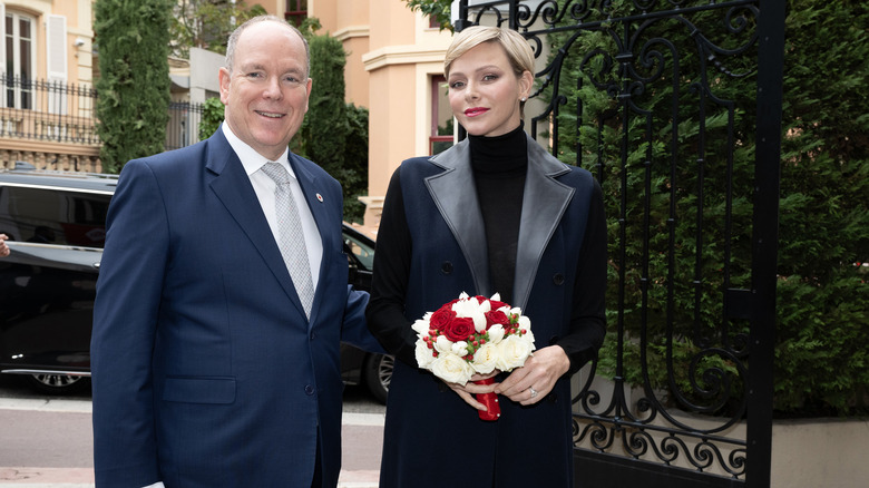 Prince Albert and Princess Charlene smiling