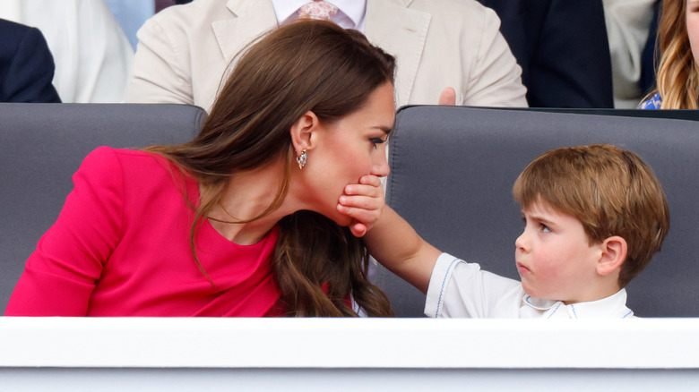 Prince Louis shushing Kate Middleton