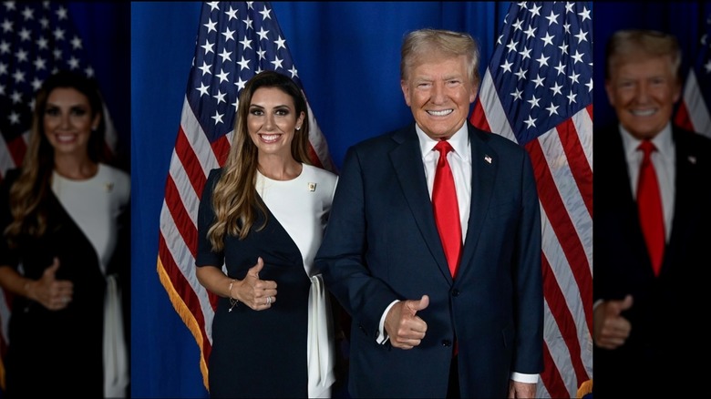 Alina Habba and Donald Trump giving Trump's signature thumbs-up