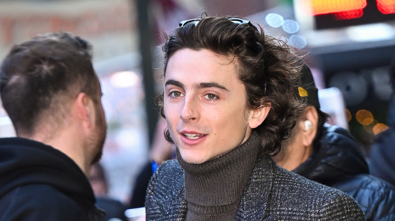 Timothee Chalamet  walking outside