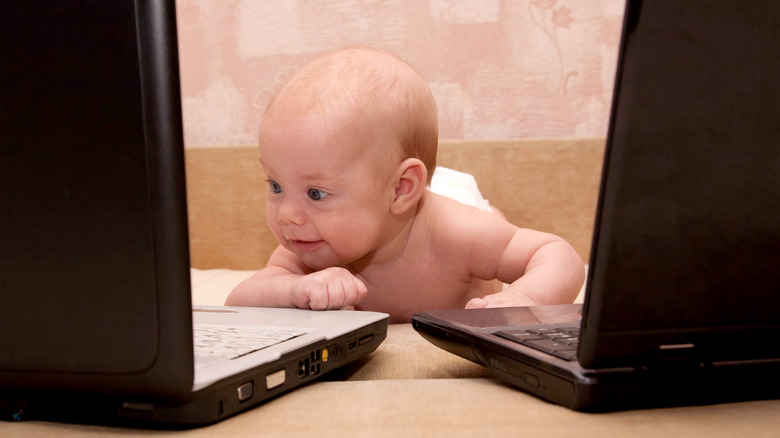 Baby with computers