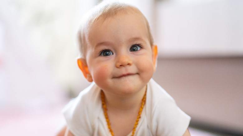 Happy crawling baby