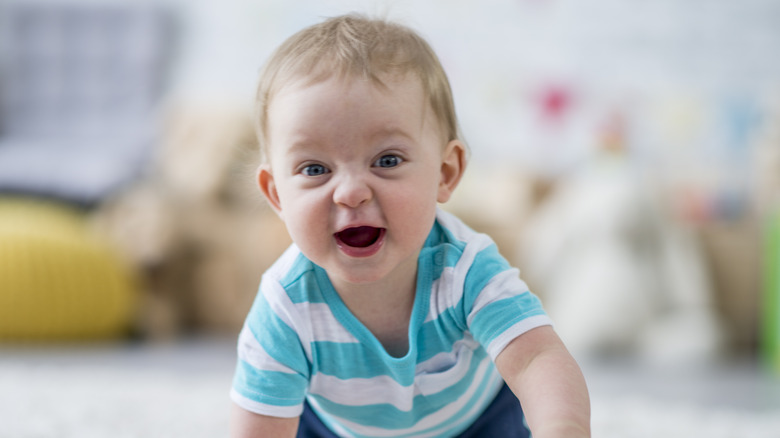 Baby boy crawling