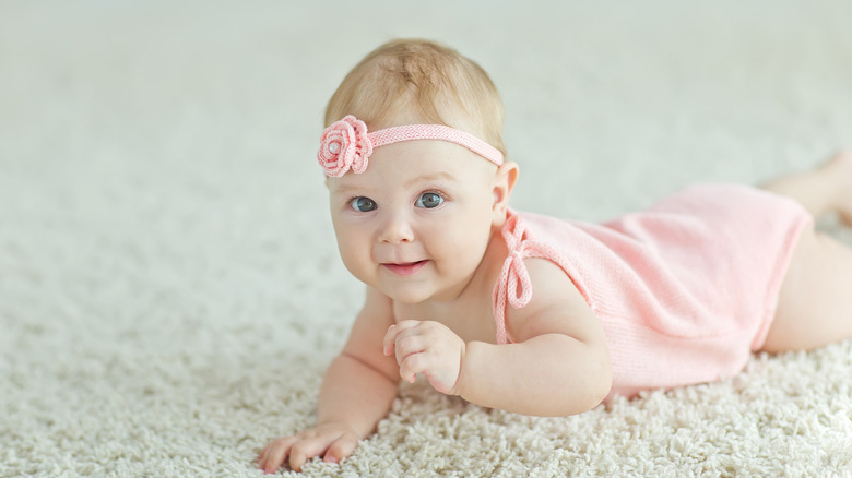 baby girl tummy time