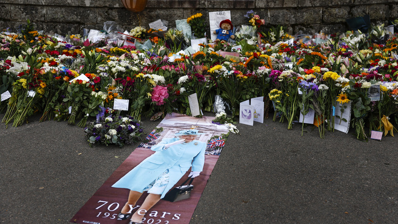 flowers at the gates of Balmoral Castle