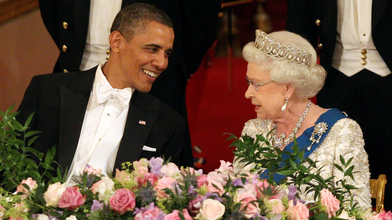 Barack Obama and Queen Elizabeth share a smile