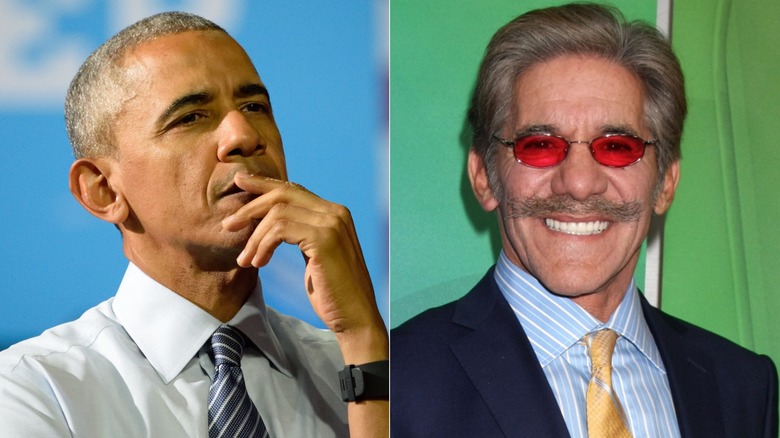 Geraldo Rivera (R) and Barack Obama (L) in suits