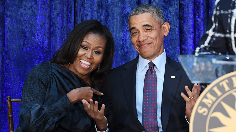 Michelle and Barack Obama smiling