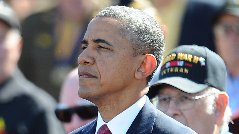 Barack Obama looking serious