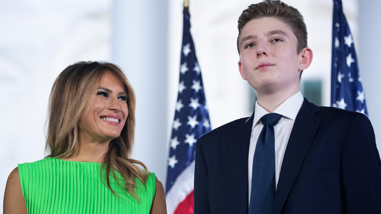 Melania Trump looking adoringly at Barron Trump