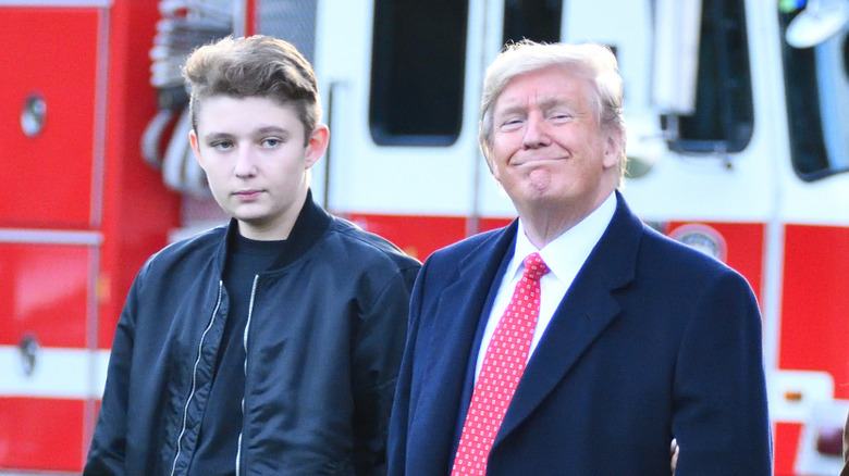 Barron and Donald Trump in 2019