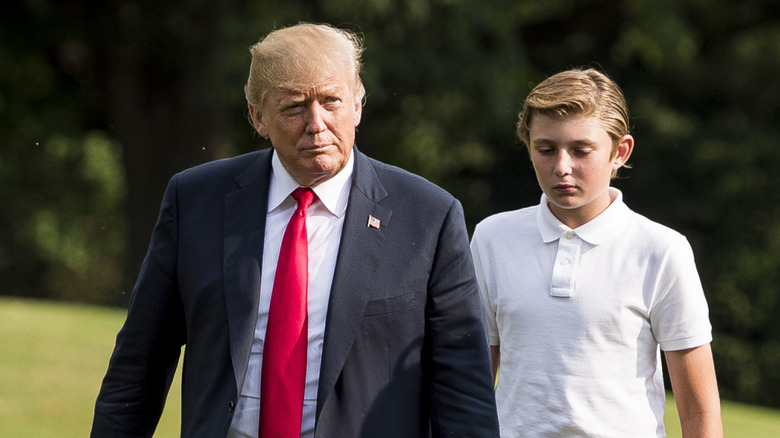 President-elect Donald Trump and Barron Trump on The White House's South Lawn