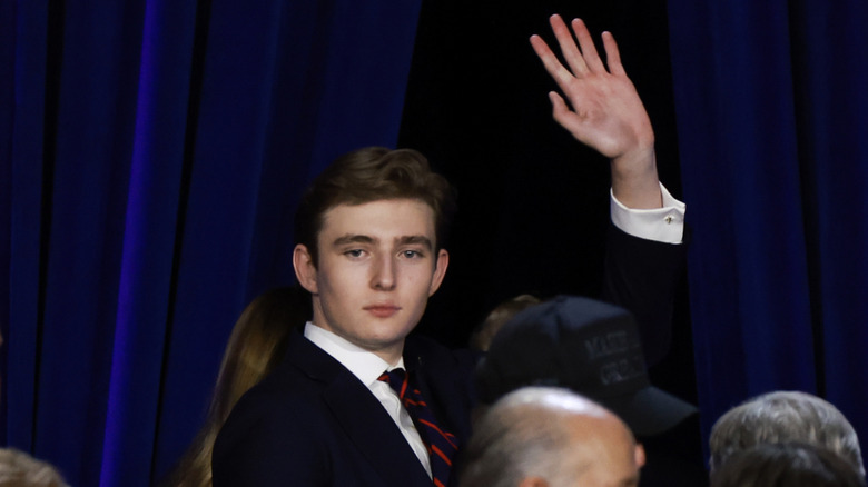 Barron Trump waving