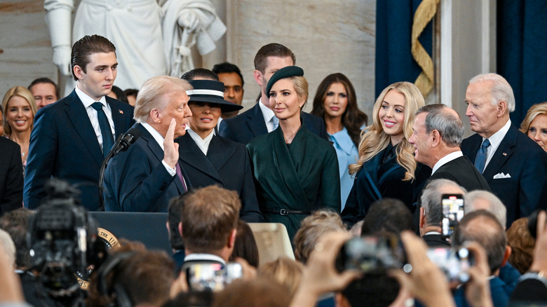 Donald Trump being sworn into office