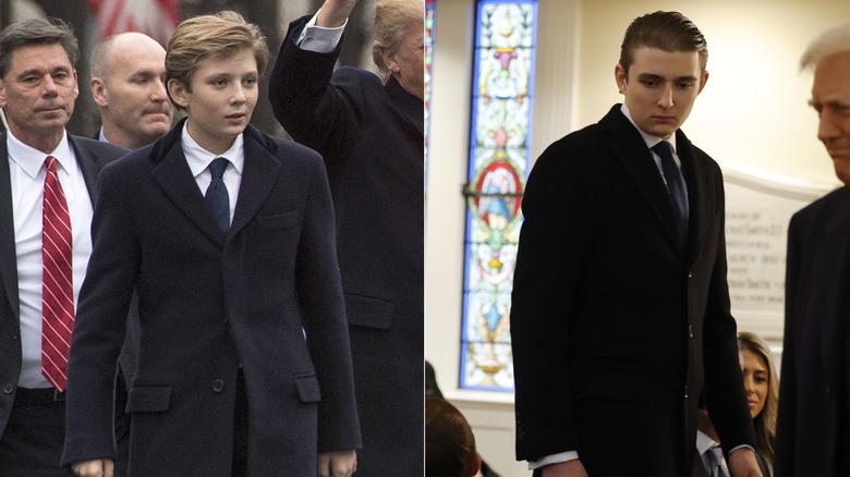 Side-by-side of Barron Trump on January 20, 2017 and January 20, 2025