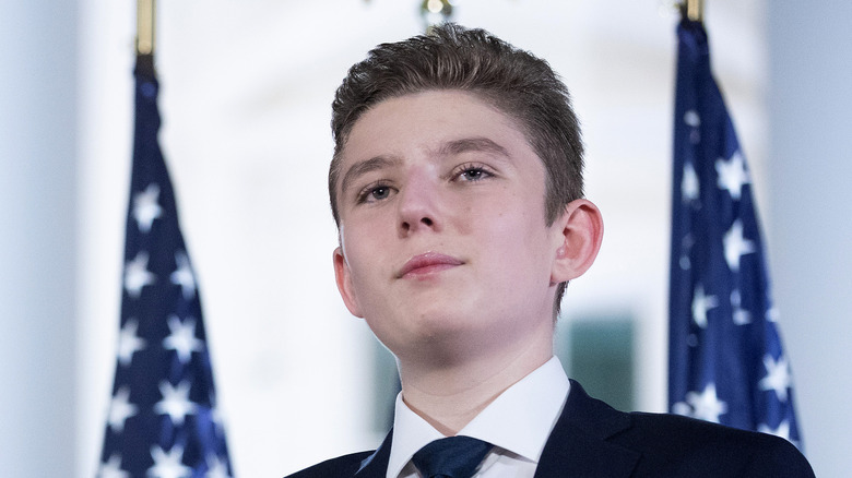 Barron Trump at a political event supporting his father Donald Trump