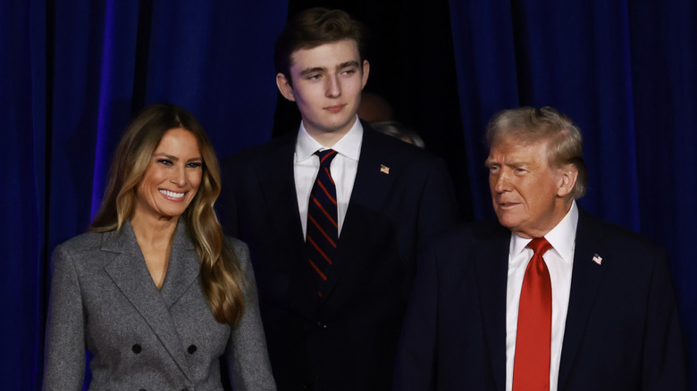 Melania, Barron, and Donald Trump