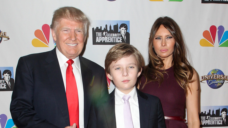 Donald Trump, son Barron Trump and wife Melania Trump