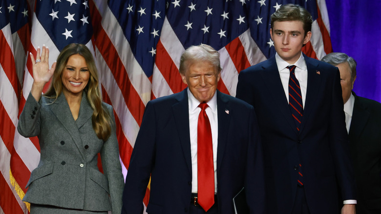 Melania, Donald, and Barron Trump 2024 election night