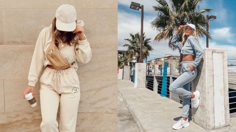 Women wearing matching sets and caps