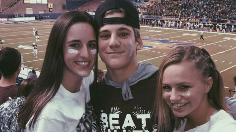 Young Caitlin Clark at football game