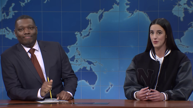 Michael Che and Caitlin Clark on SNL