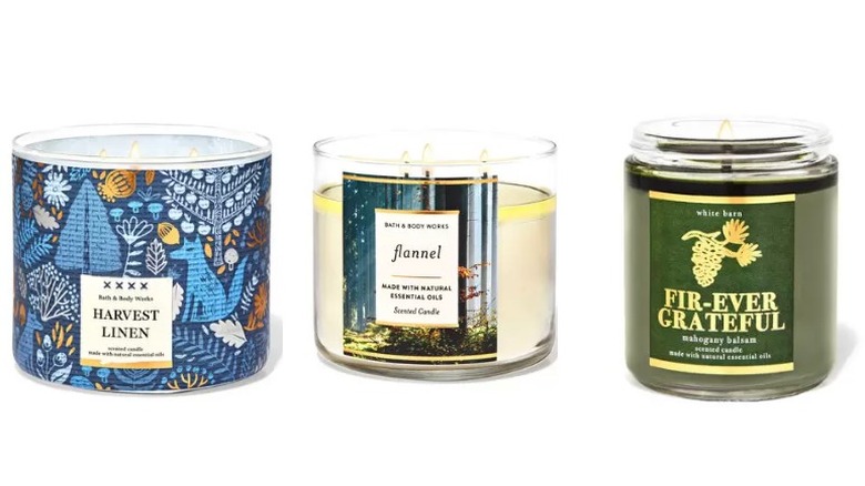 Three Bath & Body Works fall candles