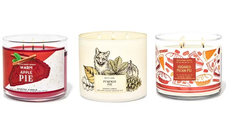 Three Bath & Body Works fall candles