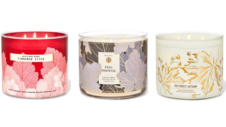 Three Bath & Body Works fall candles