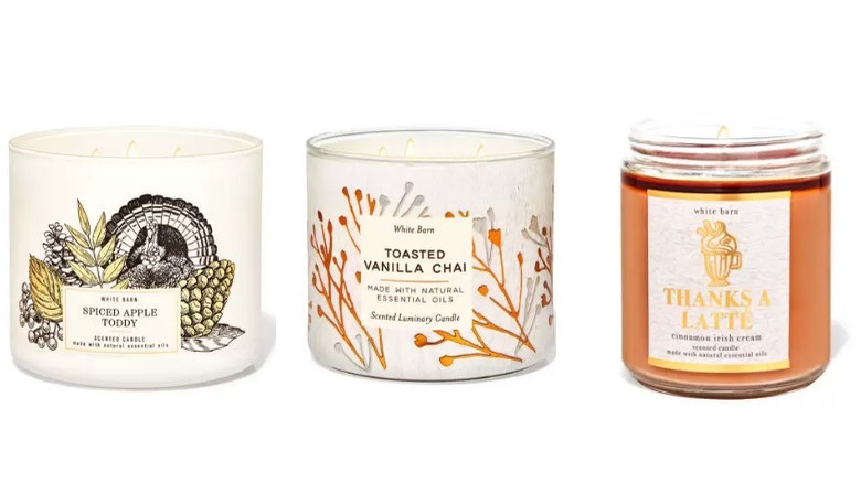 Three Bath & Body Works fall candles