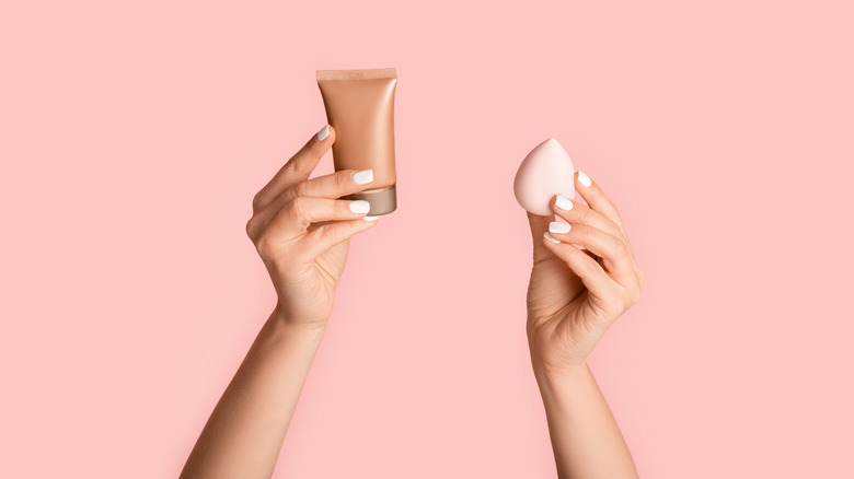 Tinted moisturizer and beauty blending sponge