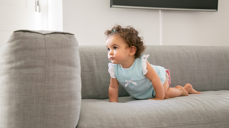 baby girl crawling