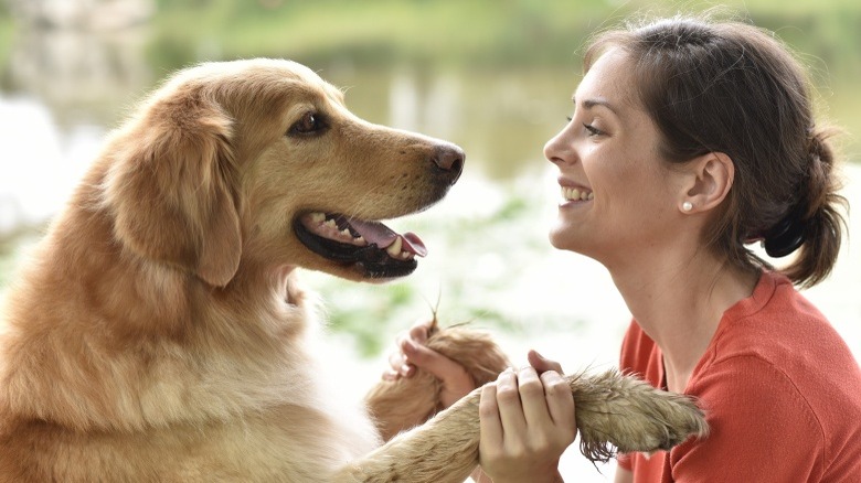 woman with her dog