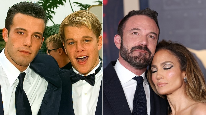 A split image of Ben Affleck through the years