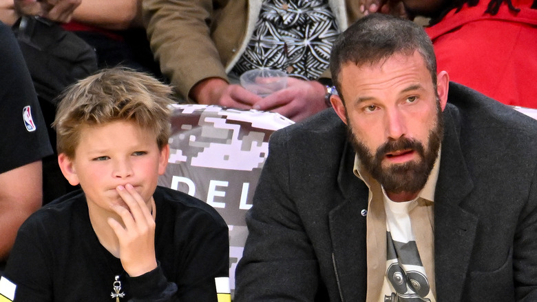 Ben Affleck sitting next to his son, Samuel Affleck