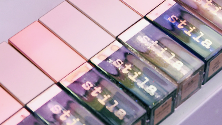 Several tubes of Stila Glitter and Glow Shadow laying next to each other