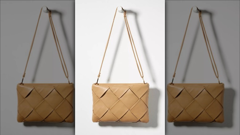 Anthropologie tan woven handbag 