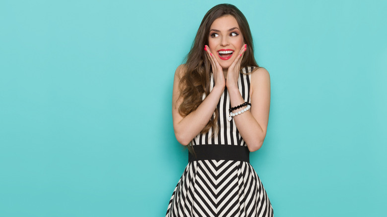 Woman in striped dress