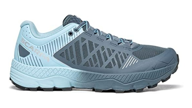 Blue and grey women's running shoe