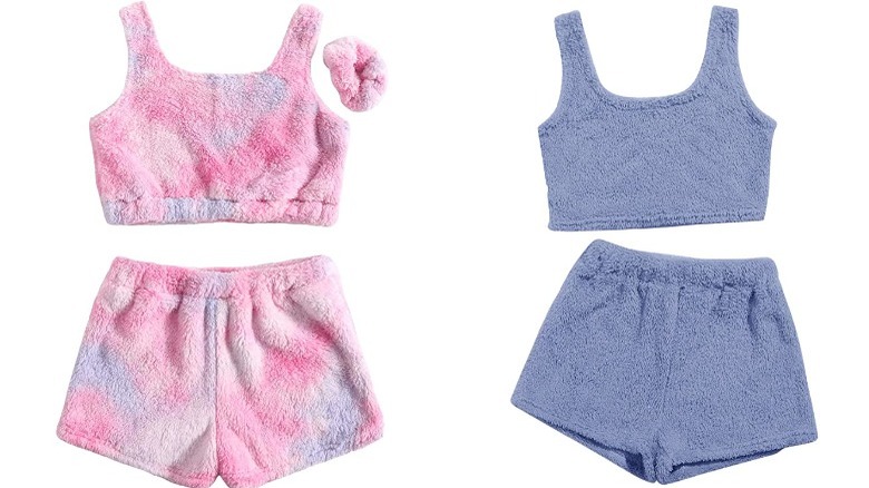 Fuzzy fleece cropped Pajama sets