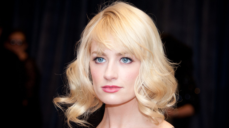 Beth Behrs looking serious