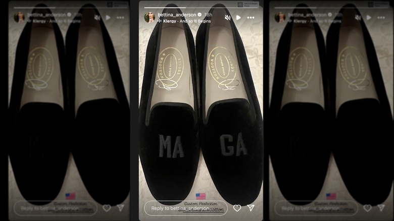 Bettina Anderson's MAGA loafers