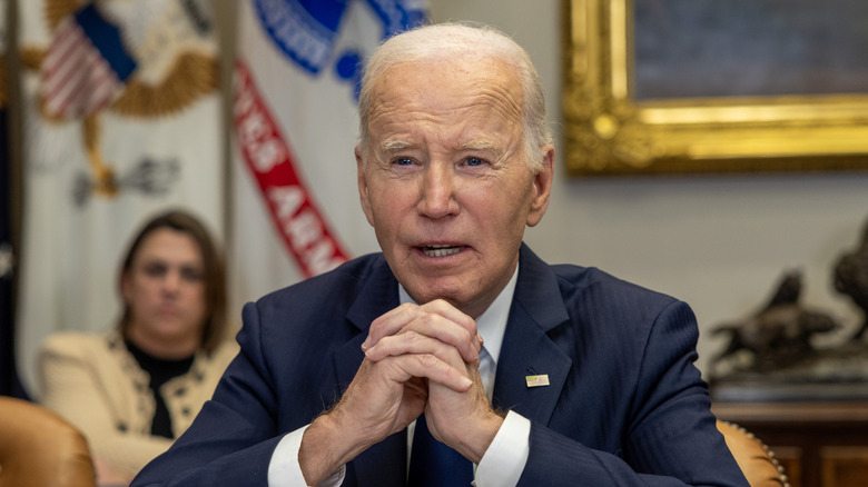 President Joe Biden speaking to the media