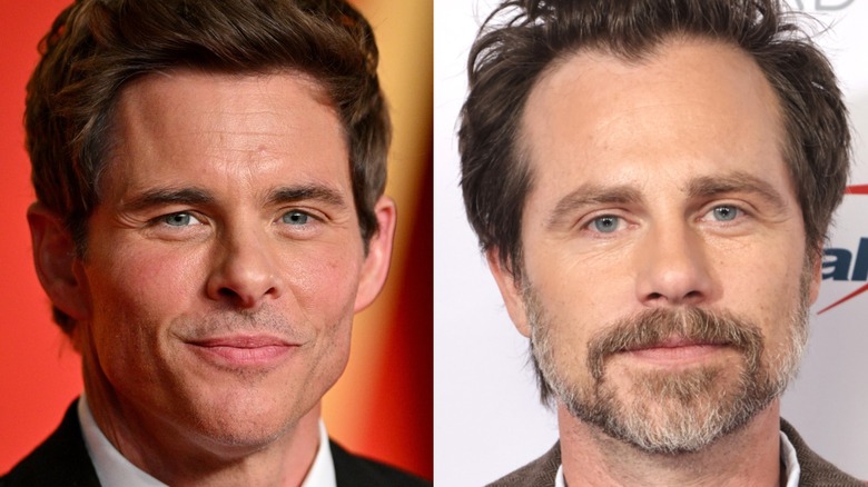 A split image of James Marsden and Rider Strong