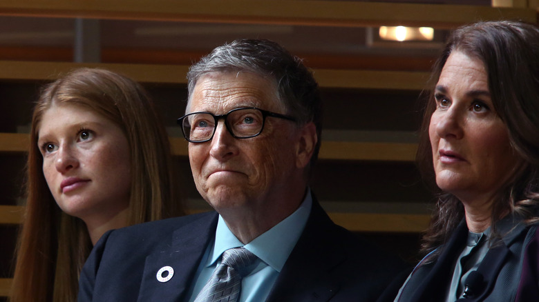 Jennifer, Bill and Melinda Gates at event