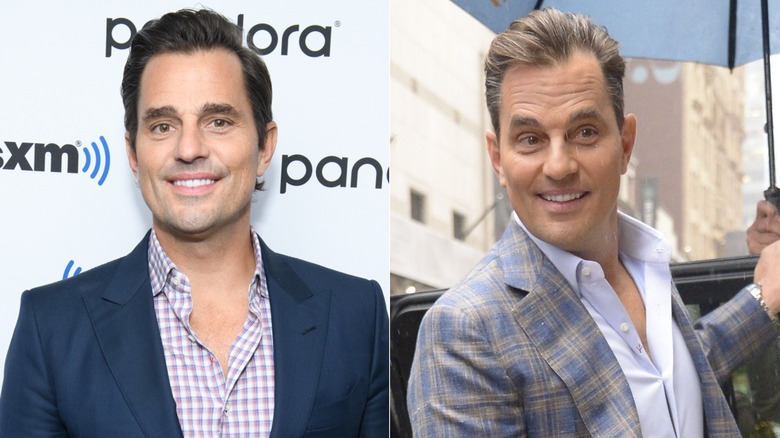 Bill Rancic grinning under an umbrella